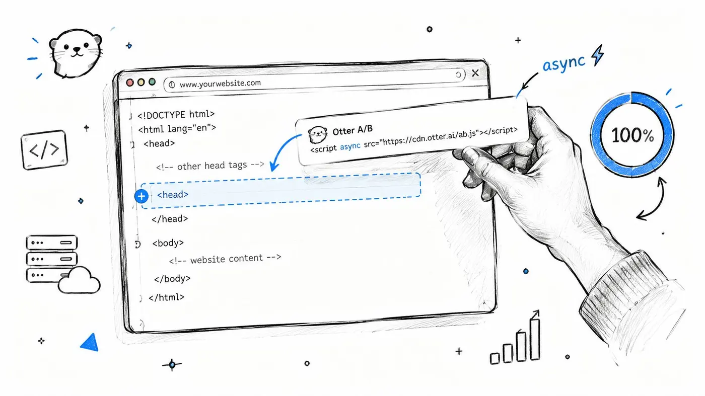 Screenshot from https://otter.ab/docs/snippet-installation