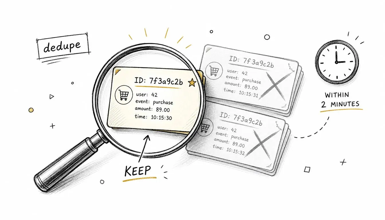 A magnifying glass focusing on a unique data record to represent the process of removing duplicate entries.