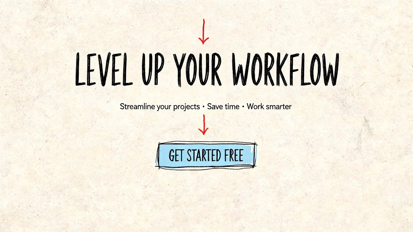 A creative call to action banner featuring a blue button that says Get Started Free.